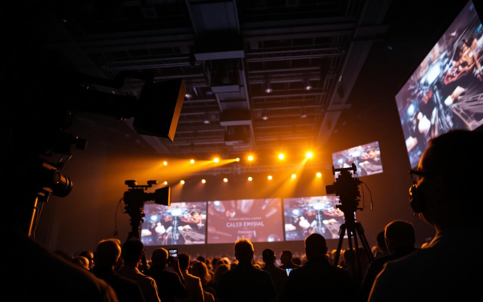 Conference broadcast cameras and stage lighting